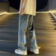 thumbnail image 3 of Pantalones con estampado de vaquero para hombre, pantalones vaqueros rectos para hombre, ropa elegante de otoño con estrellas negras, diseñador de estilo coreano, vaqueros Xs, 3 of 4