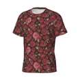 thumbnail image 5 of Vsdgher Rose Flowers Print Men's Dry Fit Mesh Athletic Shirts Moisture Wicking Tennis T-Shirt Tops, 5 of 9