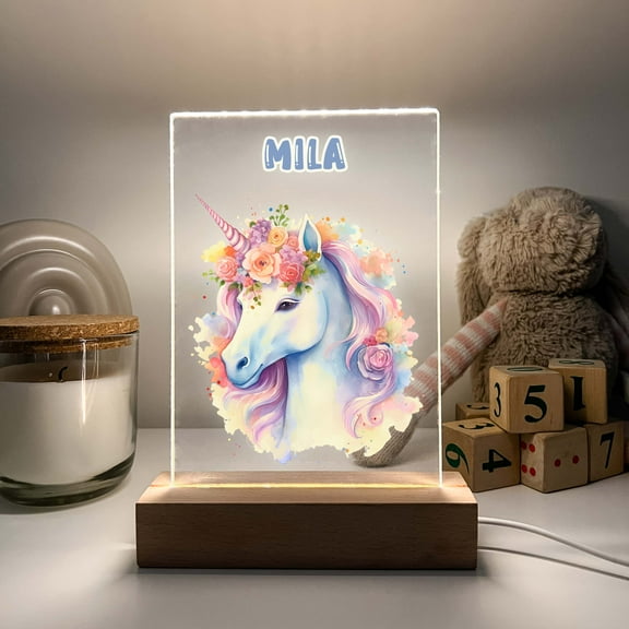 Cute Colorful Unicorn Magical Princess Girls Room Decor Name Wood  Night Light LED Personalized 16 Color Options, Gift, Centerpiece