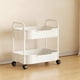 thumbnail image 4 of Estante De Almacenamiento De Plástico Carrito de cocina de 2 niveles con reposabrazos, color blanco, para artículos de tocador y sala de estar (1 unidad) JASKFLY, 4 of 8