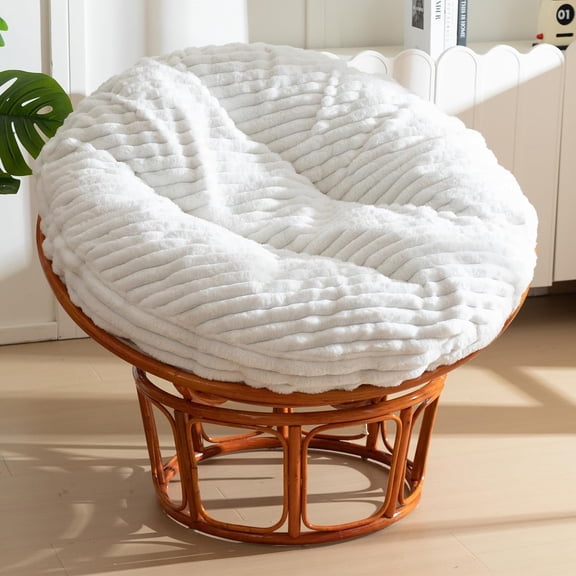 Papasan Chair Cushion with Thick Corduroy Cover (Without Chair), Supportive Cushion, Beige, 48 x 48 Inch