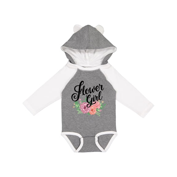 Inktastic Flower Girl Hand Lettering with Flowers Illustration Girls Long Sleeve Baby Bodysuit
