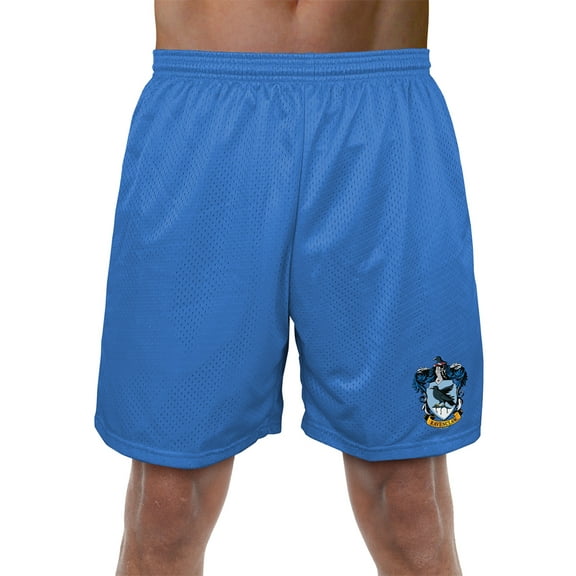 Harry Potter Ravenclaw Crest Mens Lined Mesh Shorts, Royal, Medium