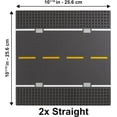 thumbnail image 5 of Building Block Road Base Plates Compatible with All Major Brands (Roads 6 Pack), 10" x 10", 2 Straight, 2 Curve, 1 Crossroads, and 1 T-Junction Street Plate, 5 of 10