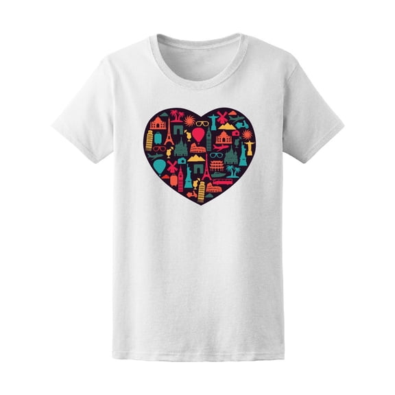 Travel And Tourism Heart Tee Women's -Image by Shutterstock