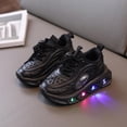 thumbnail image 3 of WAVSUF Kids Girls Casual Sneakers Soft Breathable Slip On Light Up Casual Play Flat Shoes Black 7 Toddler, 3 of 7