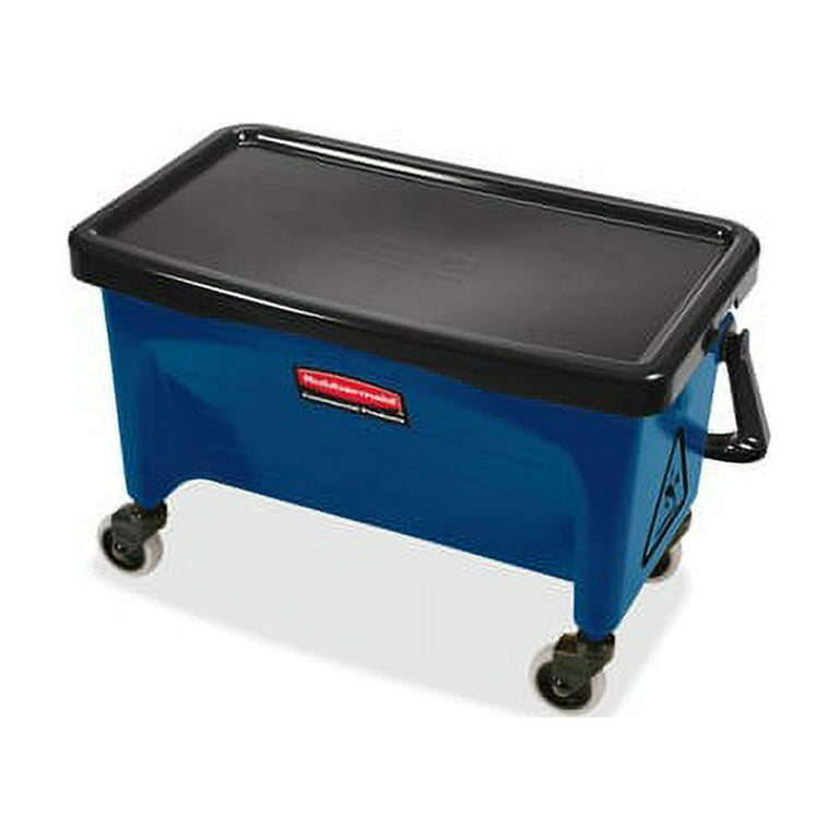 Rubbermaid Commercial Products Finish Mop Bucket with Wringer- Hinged Lid,  Ergonomic Design, Handle- Blue in the Mop Wringer Buckets department at