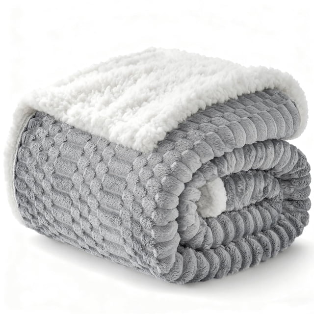 Manta polar Sherpa Gracelife, 150 x 200 cm, gris claro