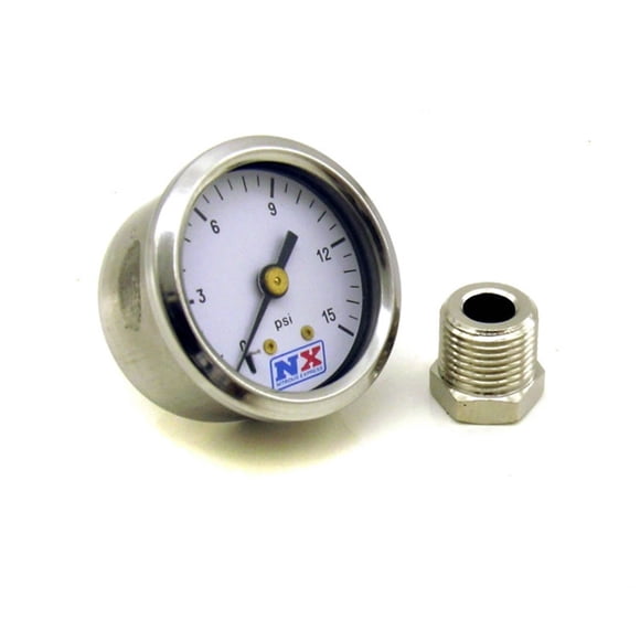 Nitrous Express 15511 Manomètre de Pression de Carburant 0-15 psi avec Adaptateur