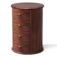 thumbnail image 3 of Fnova 25.59" Solid Wood Nightstand, Round Side Table with 4 Drawers, Mid-Century Modern End Table, Bedroom Storage Organizer Furniture for Living Room Bedroom(No Assembly Required), 3 of 6