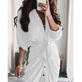 thumbnail image 5 of Borke Floral Long Sleeve Wrap Shirt Dress for Women Button Down Casual V Neck Ruched Dress with Belt Cocktail Party, 5 of 6