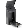 thumbnail image 2 of Metal Donation Box Charity Steel Collection Box Office Suggestion Box Secure Box With Top Slot and Lock with Keys Wall Mount with pre drilled holes 10x6x2.5" waterproof mailbox for Home OfficeGray, 2 of 3