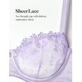 thumbnail image 6 of Wingslove Women's Sexy Lace Sheer Bra Demi Mesh Balconette See Through Unlined Underwire with Silicone Nipple, Light Purple 34B, 6 of 7