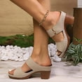 thumbnail image 6 of Summer Sandals for Women 2025 Arch Support Thick Heel Slip-On Open Toe Causal Daily Sandals Shoes for Women Beach Vacation Fashion, 6 of 9