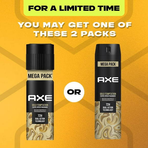 Axe Gold Temptation Body Deodorant Spray For Men 215ml, 7.2 Fl.oz. | Long Lasting No Gas - 72Hr Dual Action Technology | Exotic Spiced Fragrance For Boys