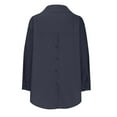 thumbnail image 5 of Oplxuo Women's Button Down Shirts with Back Button Slit, Classic Long Sleeve Loose Lapel Blouse Dressy Business Casual Tops, 5 of 6