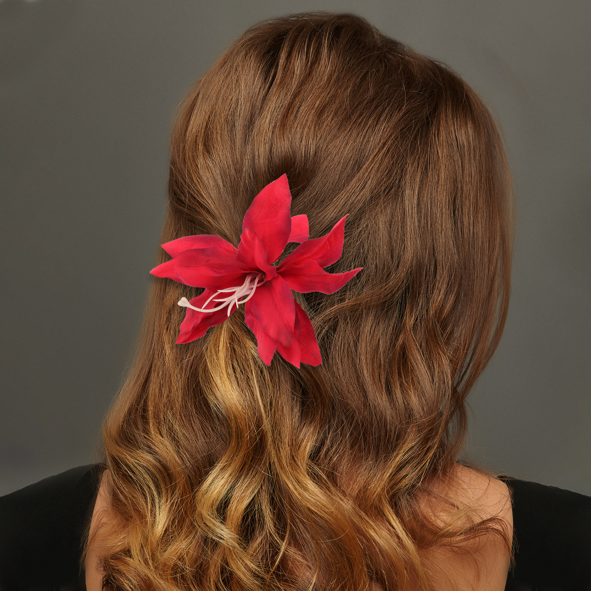 Unique Bargains 2Pcs Fashionable Hairstyles Artificial Flower Hair Clip Red