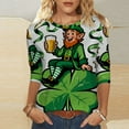 thumbnail image 4 of Ounisa Womens 3/4 Sleeve St. Patrick's Day T-Shirts Crew Neck Spring Graphic Tee Tops, 4 of 8