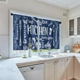 thumbnail image 2 of Blue Kitchen Curtains 36 Inch Length Modern Window Curtains Over Sink Set of 2, White Kitchen Doodle Short Tier Curtain for Kitchen, Abstract Art Small Kitchen Decor, 2 of 6