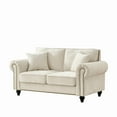 thumbnail image 5 of Newest 63" Modern 2-Seater Sofa with Rolled Arms,Chenille Upholstered Couch with Wood Legs , Nailhead Trim for Living Room, Apartment,Beige, 5 of 9