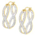 thumbnail image 4 of 10K Yellow and White Gold 1/4 ct TDW Diamond Double Infinity Hoop Earrings (I-J, I1-I2), 4 of 7