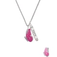 thumbnail image 2 of Delight Jewelry Silvertone Large Translucent Hot Pink Flying Butterfly Silvertone Believe Faith Prayer Hope Bar Charm Necklace, 23", 2 of 4