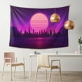 thumbnail image 2 of Cyberpunk City Night Landscape Tapestry, Sunset Skyline Wall Hanging Tapestries Dorm Room Home Decor, 60" x 40", 2 of 7