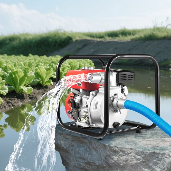 7.5HP Gas Engine Water Pump, 2-Inch 212cc High Flow 264 GPM Portable Trash Pump with 24.6ft Hose for Irrigation & Drainage