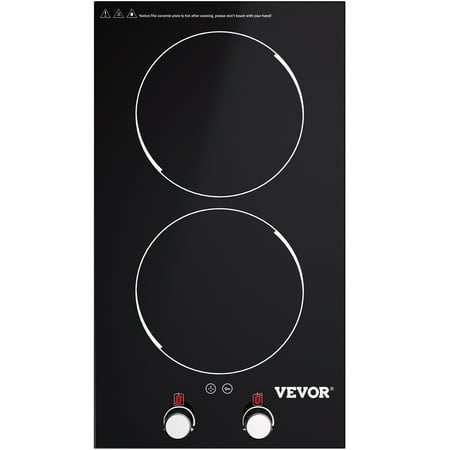 

VEVOR Built-in Induction Cooktop 11 inch 2 Burners 220V Ceramic Glass Electric Stove Top with Knob Control Timer & Child Lock Included 9 Power Levels with Boost Function for Simmer Steam Fry