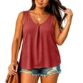thumbnail image 4 of TARIENDY Womens Plus Size Sleeveless Shirts Summer Casual Tank Tops Loose Fit Pleated Crewneck Blouses Beach Vacation Outfits Red XXXXXL, 4 of 8