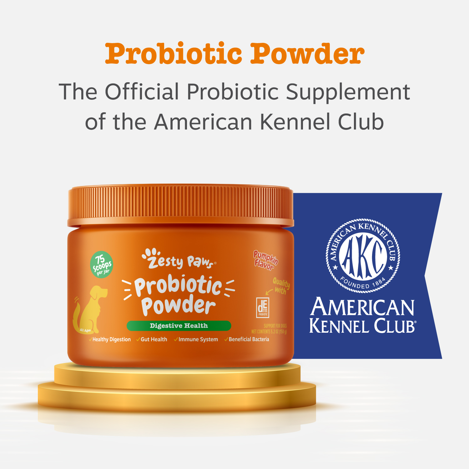 Zesty Paws Probiotic Powder Pumpkin Flavor Dog Supplement, 150g