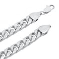 thumbnail image 2 of Men's 9.3mm Chunky Rhodium Plated Flat Cuban Link Curb Chain Necklace, 24 inches, 2 of 7