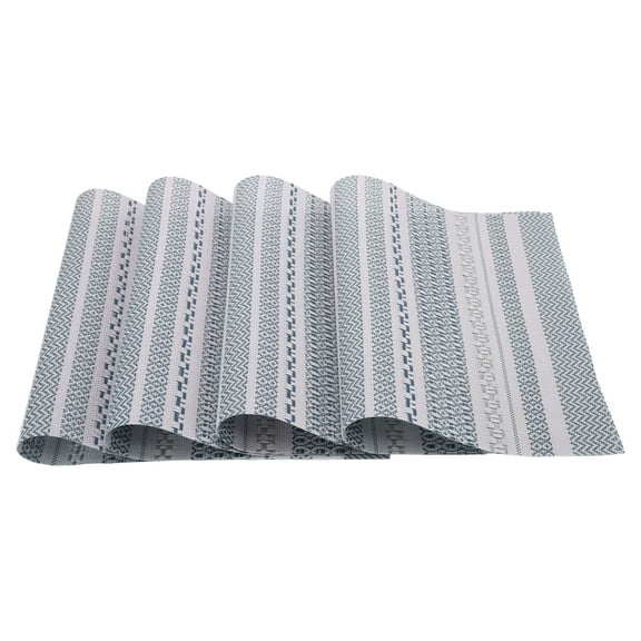 4 Pcs Stripe Woven Placemats PET Place Mats for Kitchen Dining Table Washable Table Mats Blue