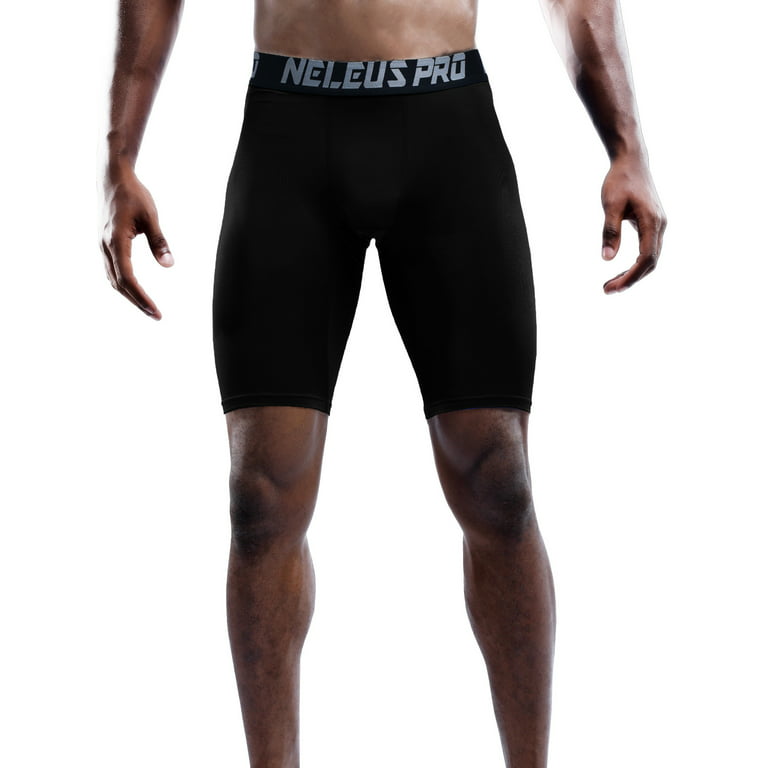 NELEUS Men's Performance Compression Shorts Athletic Workout Underwear 3  Pack,Black+Gray+Navy Blue,US Size S