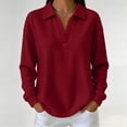 thumbnail image 2 of Tops for Women Long Sleeve Solid Color Casual Waffle Knit Top, 2 of 9