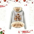 thumbnail image 2 of Women Christmas Outfit Festive Ladies' Cow Print Hooded Jacket Cozy Winter Pullover Outerwear Top Red L, 2 of 5