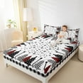 thumbnail image 4 of Manfei Kids Happy Christmas Twin Sheet Sets, Buffalo Xmas Tree Twin Fitted Sheet, Cartoon Snowflake Print Flat Sheet, Lightweight Room Decor, 3-Piece, 4 of 7