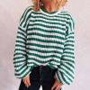 thumbnail image 1 of PEONAVET Chandail Col Rond pour Femmes Manches Longues Col Rond Rayé Imprimé Décontracté Tricot Ample, 1 of 5