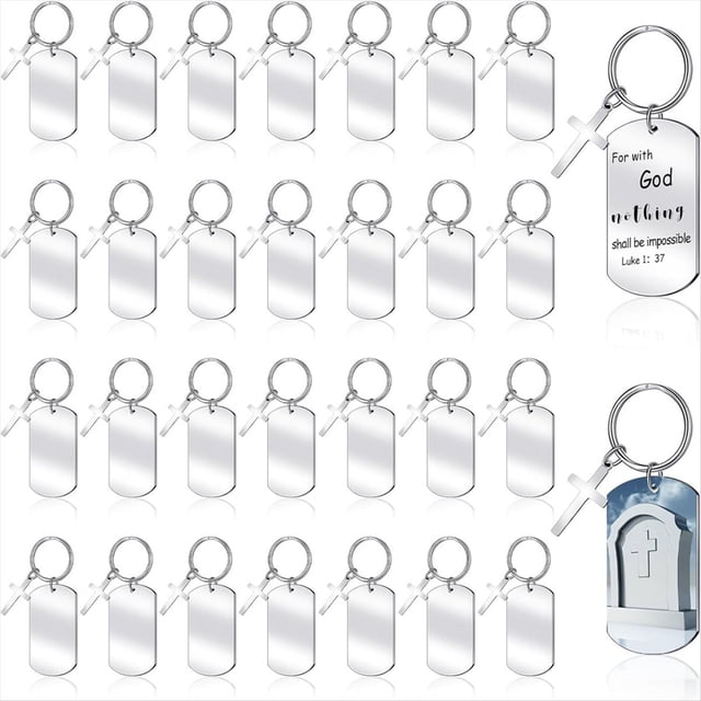 30 Piezas de Llaveros de Metal Grabables en para Estampado de Metal para Grabar Etiquetas de en de Acero Inoxidable con Orificio