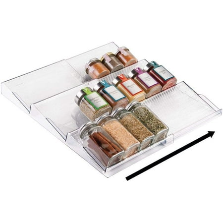 Adjustable Expandable Plastic Spice Rack Drawer Organizer For Kitchen Cabinet Drawers 3 Slanted Tiers Garlic Salt Pepper Jars Seasonings Vitamins Supplements 2 Pack Clear Canada Kitchen Cabinet Drawers, Spice Rack Organizer For Kitchen Cabinets
