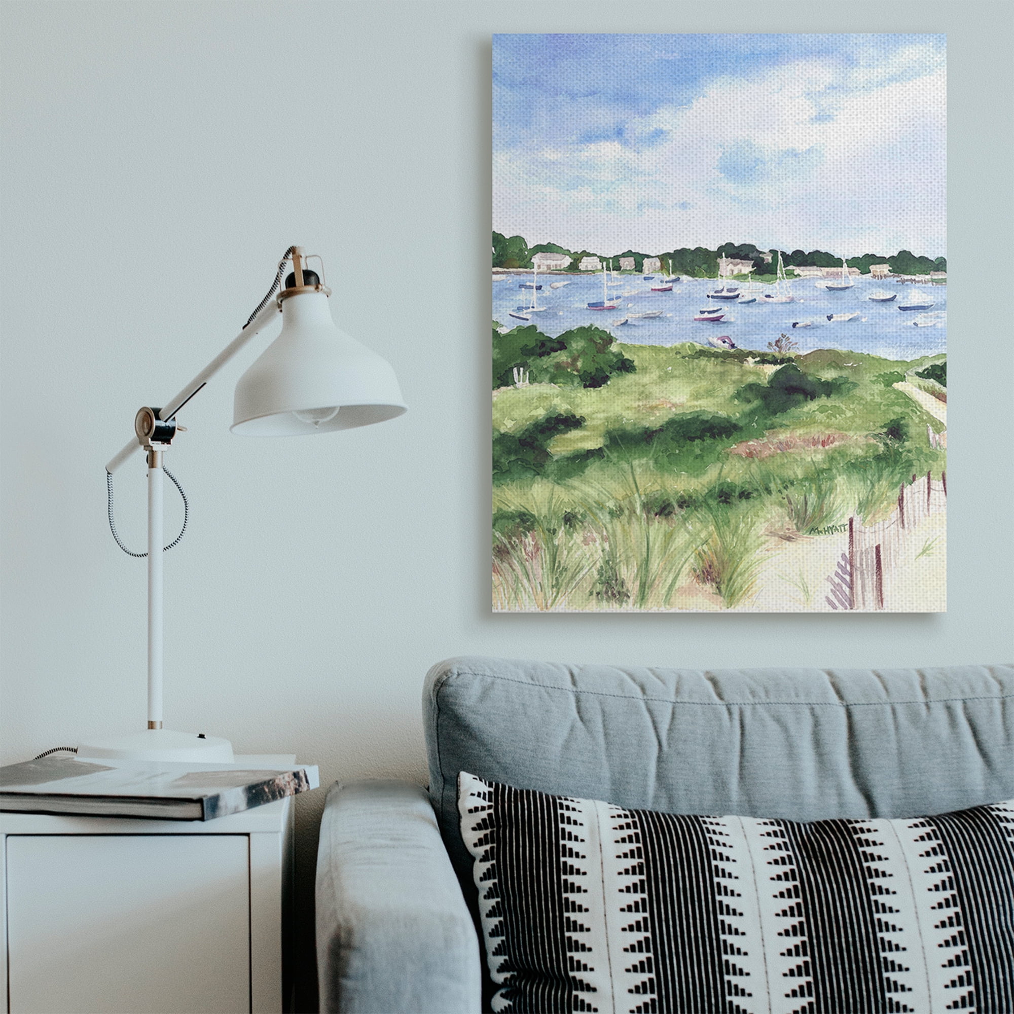 Stupell Industries Coastal Seaside Boats with Rested Sails Canvas Wall Art, 36 x 48, Design by Melissa Hyatt LLC