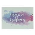 thumbnail image 1 of Saying Cutting Board, Make It Happen Calligraphic Lettering on Soft Pastel Color Splash Cloud, Decorative Tempered Glass Cutting and Serving Board, Small Size, Pale Blue Pink Lilac, by Ambesonne, 1 of 1