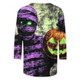thumbnail image 5 of JOANKDMI Womens Holiday Shirts Halloween 3/4 Sleeve Crewneck Mummy Pumpkin Graphic Tees Retro Creepy Horror Print Casual Blouse Tops Y2K Fashion Loose Pullover Everyday Wear, 5 of 6