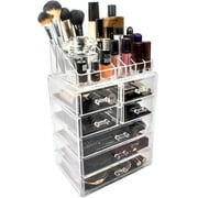 Cosmetic Makeup and Jewelry Storage Case Display - Spacious Design - Great for Bathroom, Dresser, Vanity and Countertop