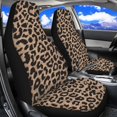 thumbnail image 3 of HUISEFOR Brown Leopard Print Car Seat Cover Elastic Polyester Soft Car Front Seat Covers Breathable Cars Accessories Comfortable Universal Fit for Most Sedan SUV, 3 of 7