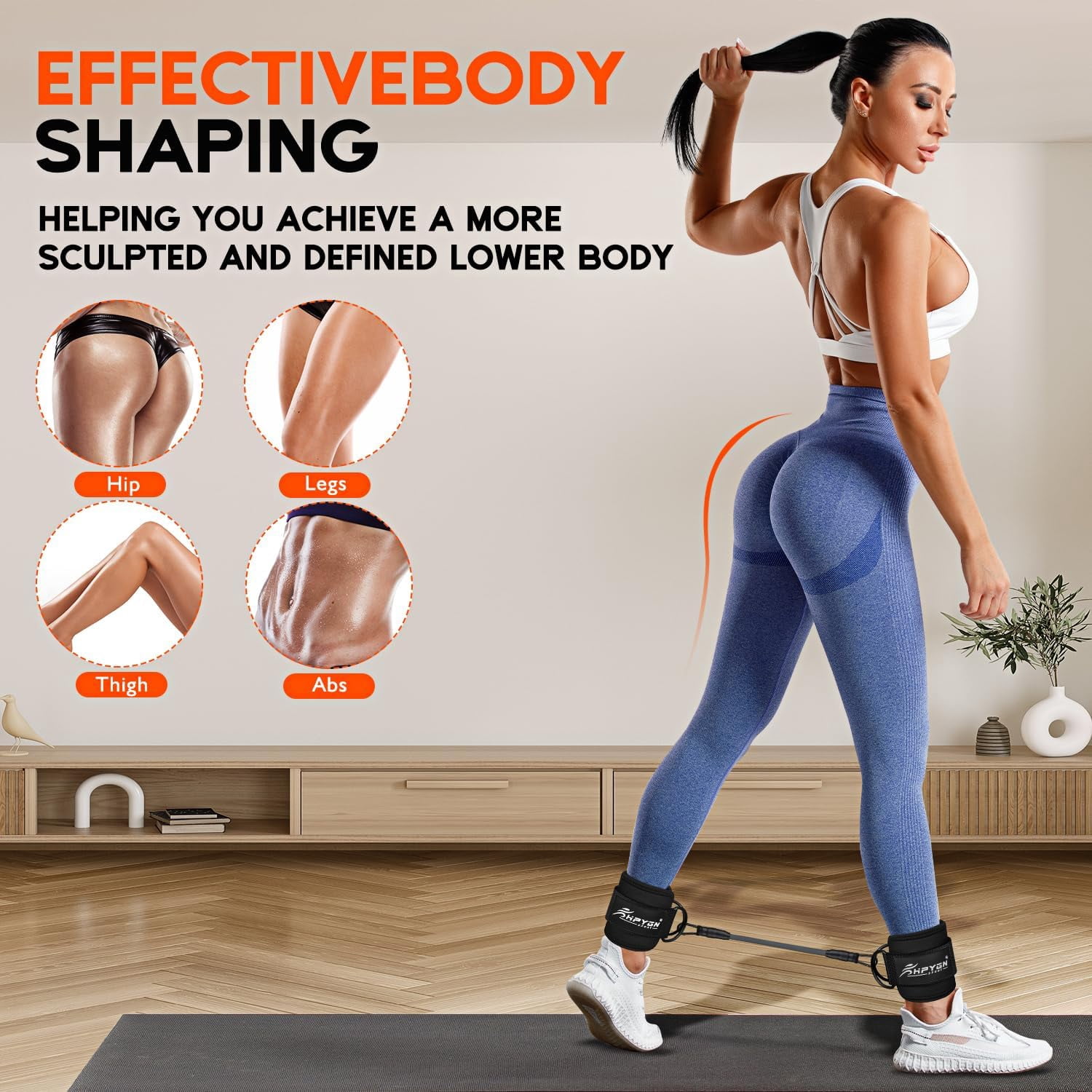 JJEAN-Ankle Resistance Bands, Ankle Bands for Working Out with Cuffs, Resistance Bands for Leg Butt Training Workout Equipment for Kickbacks Hip Gluteus Training, Ankle Strap with Exercise Bands