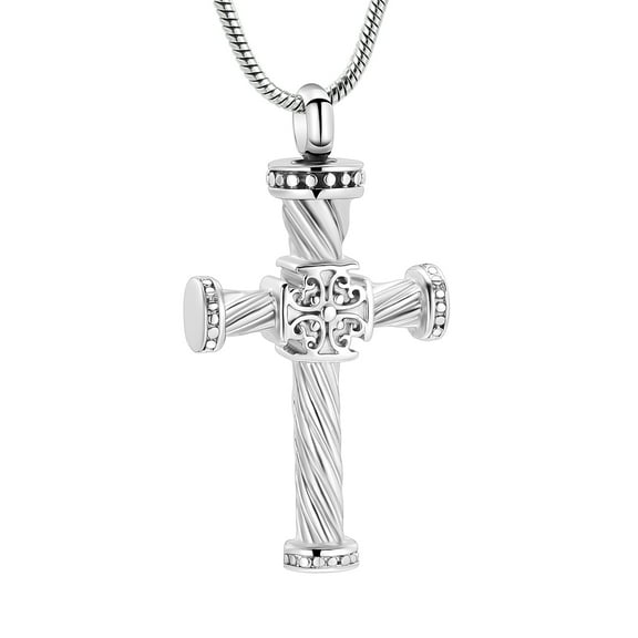 Prayer Cross Stainless steel Cremation Pendant Small Urns For Ashes Keepsake Urn Necklace