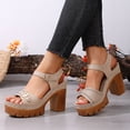 thumbnail image 3 of Rokment Platform Dressy Sandals for Women Ladies 2026 Comfortable Studded Leather Open Toe Chunky Block High Heels Summer Casual Beach Orthopedic Walking Shoes with Buckles Straps Beige Size 6.5, 3 of 6
