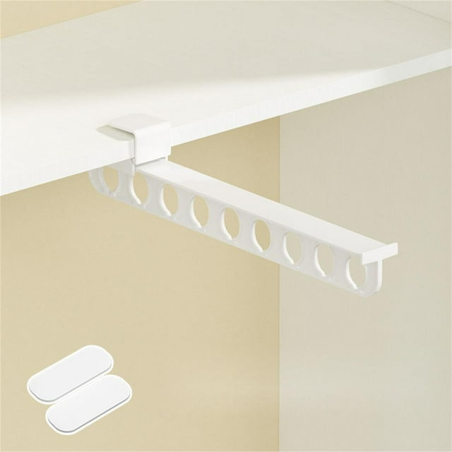 Feltree Pull-Out Telescopic Pants Rack for Closet, No Drill Installation with Adhesive, Space Saving Wardrobe Organizer