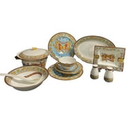 Tableware set for 6 people, 6 pieces 10.5-inch dinner plates, 6 pieces 8-inch dessert plates, 6 pieces 6.5-inch butter plates, 6 pieces 9-inch soup bowls, 6 pieces 4.5-inch fruit bowls